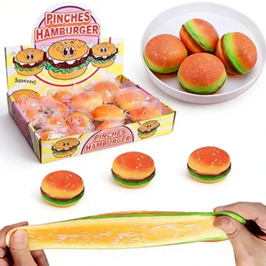 

Hamburger Stress Ball - Autism Sensory Squishy Toy, Soft Pinch Decompression Fidget for Adult Anxiety & Kids