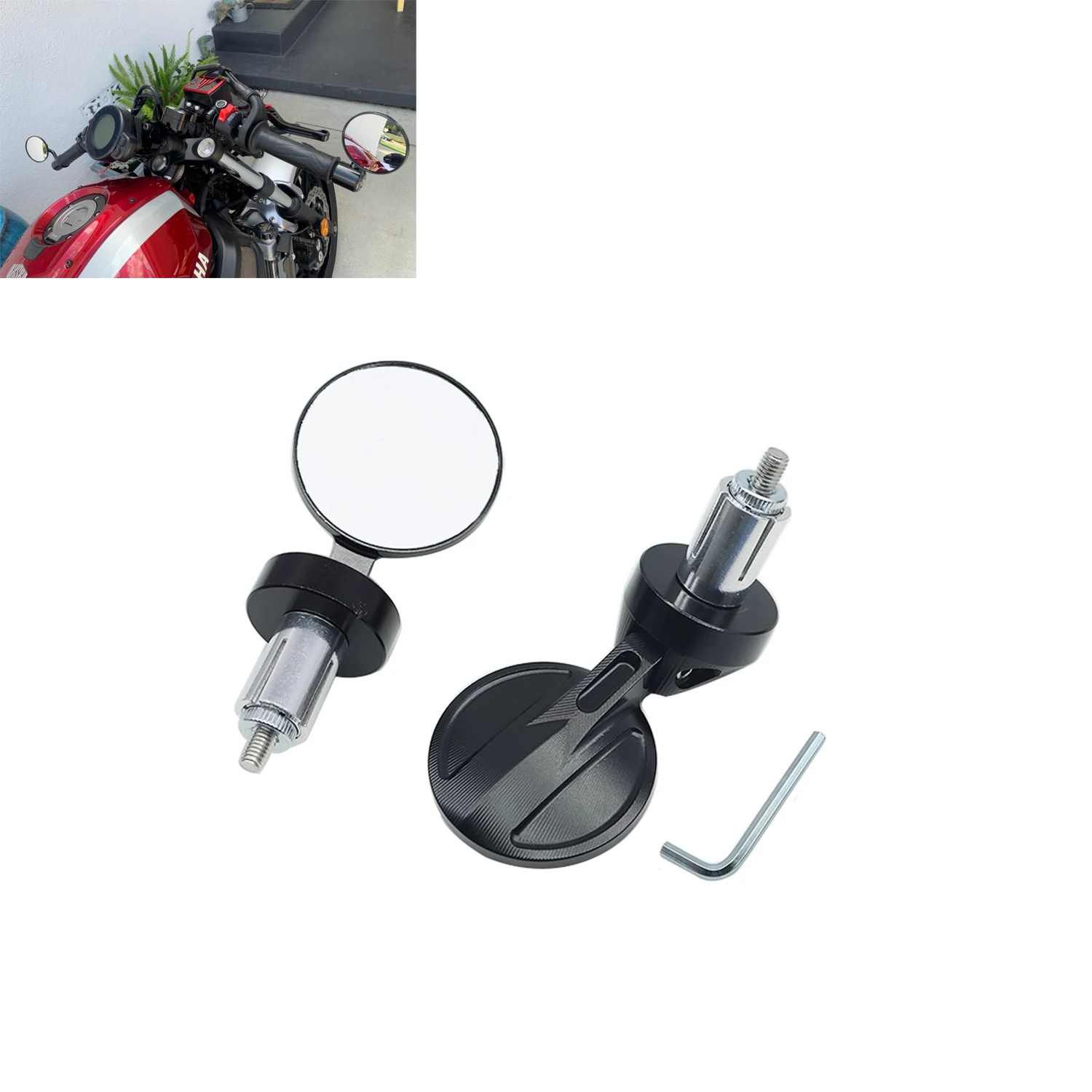 

Боковые зеркала заднего вида с ручкой 7/8 "22 мм, подходят для Honda Yamaha Suzuki Kawasaki Aprilia Ducati