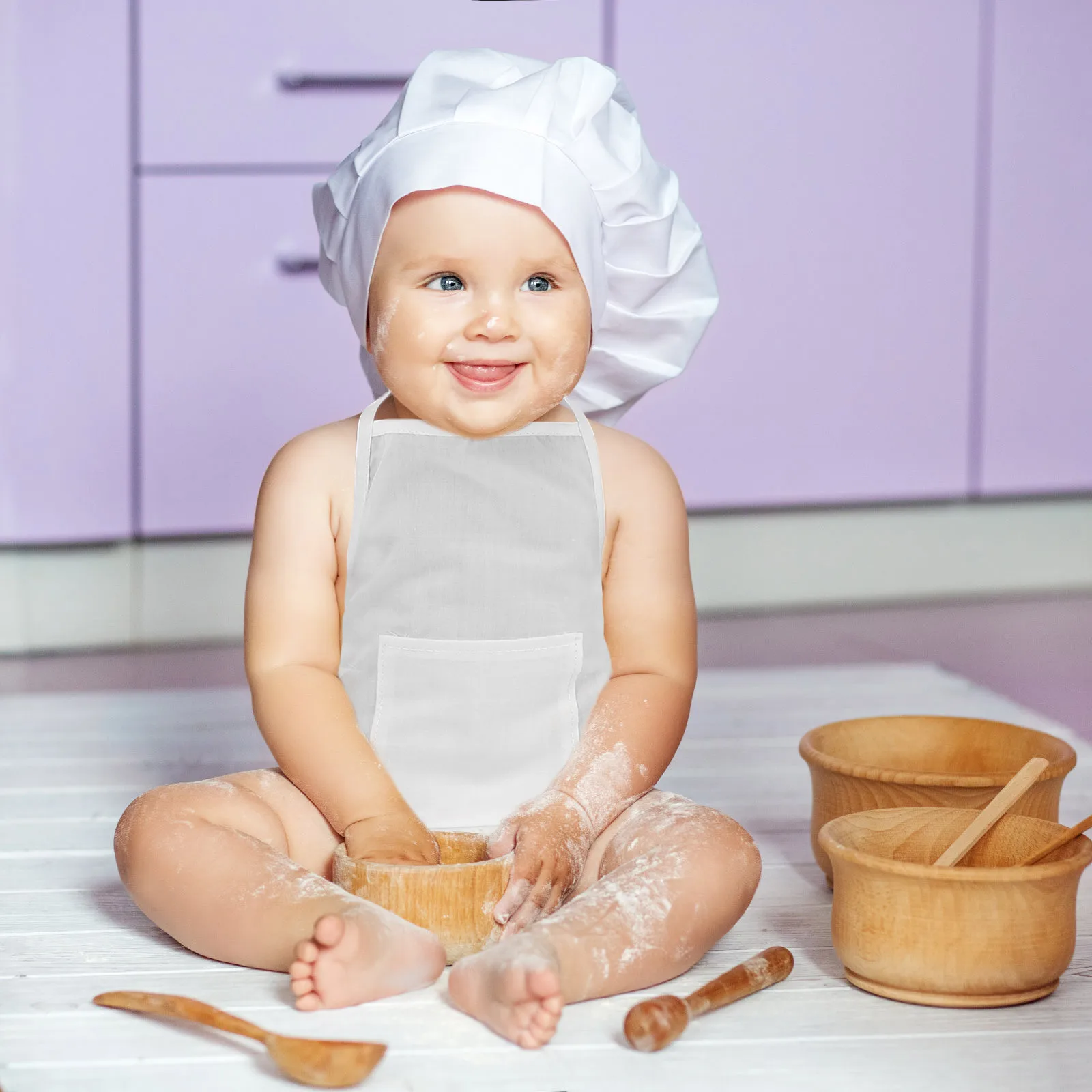 مجموعة قبعة الشيف لحديثي الولادة دعائم تصوير مقاس مريلة الطباخ للرضع ملابس يومية لالتقاط الصور #2