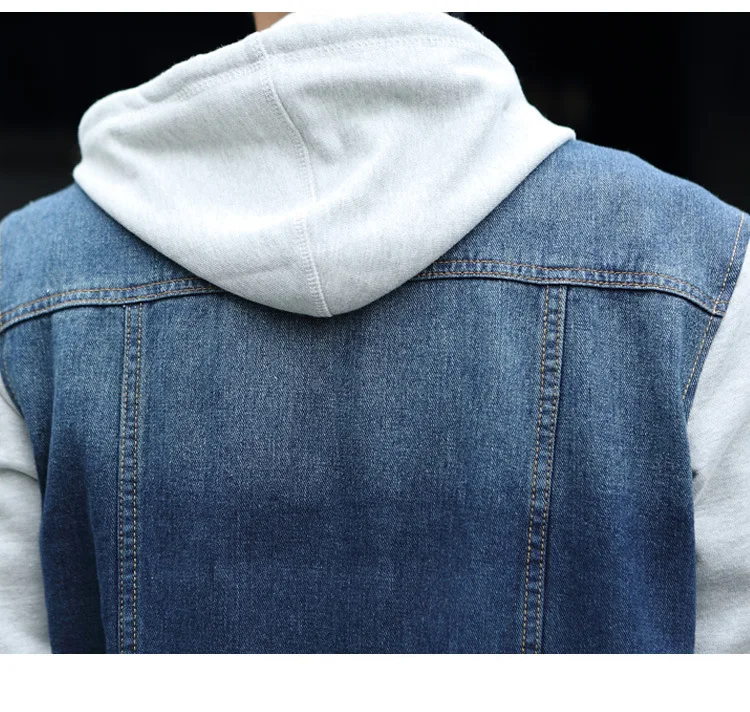2024-2025 Fashionable Men\'s Korean Denim Slim Fit Top Men\'s Trendy Slim Fit Jacket Men\'s Casual Versatile Hooded Jacket
