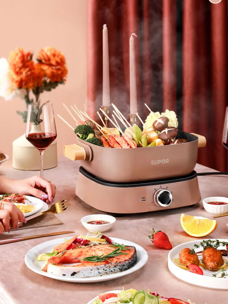 大容量電気鍋,5l,家庭用鍋,食品容器,多機能ホットポットセット,アヒルの電気鍋