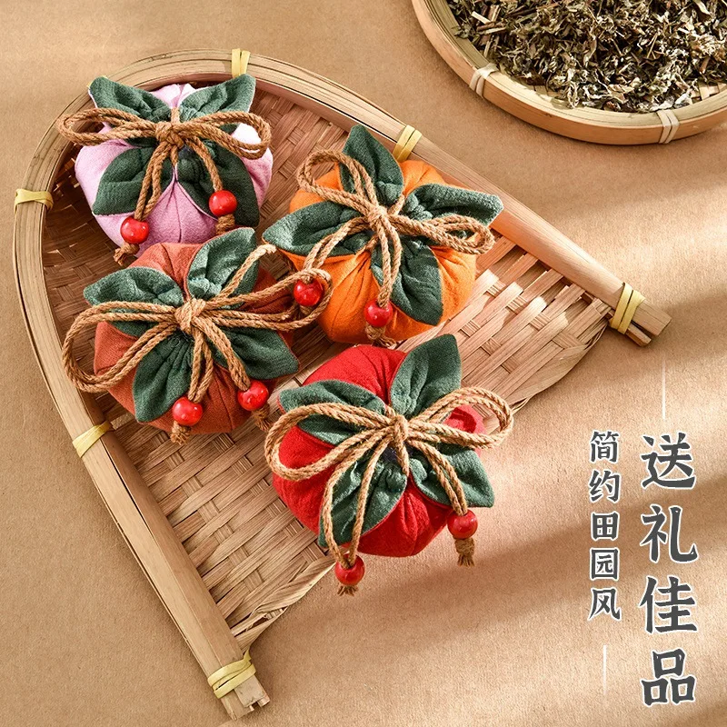Incense Bag with Persimmon Pendant, Can Be Hung on Rearview Mirror or Car,Blessing Purse,Empty Bag Material Kit for Good Fortune