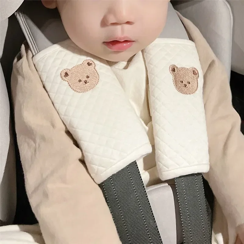 Cute Bear Baby Safety Seat Belt Cover Protecter Stroller Accessories Saliva Towel Shoulder Strap Infant Stroller Protective