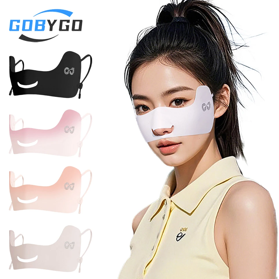 

GOBYGO Новая маска из ледяного шелка для защиты от солнца, УФ-защитная дышащая маска для активного отдыха с креплением на уши для гольфа, бейсбола, тенниса
