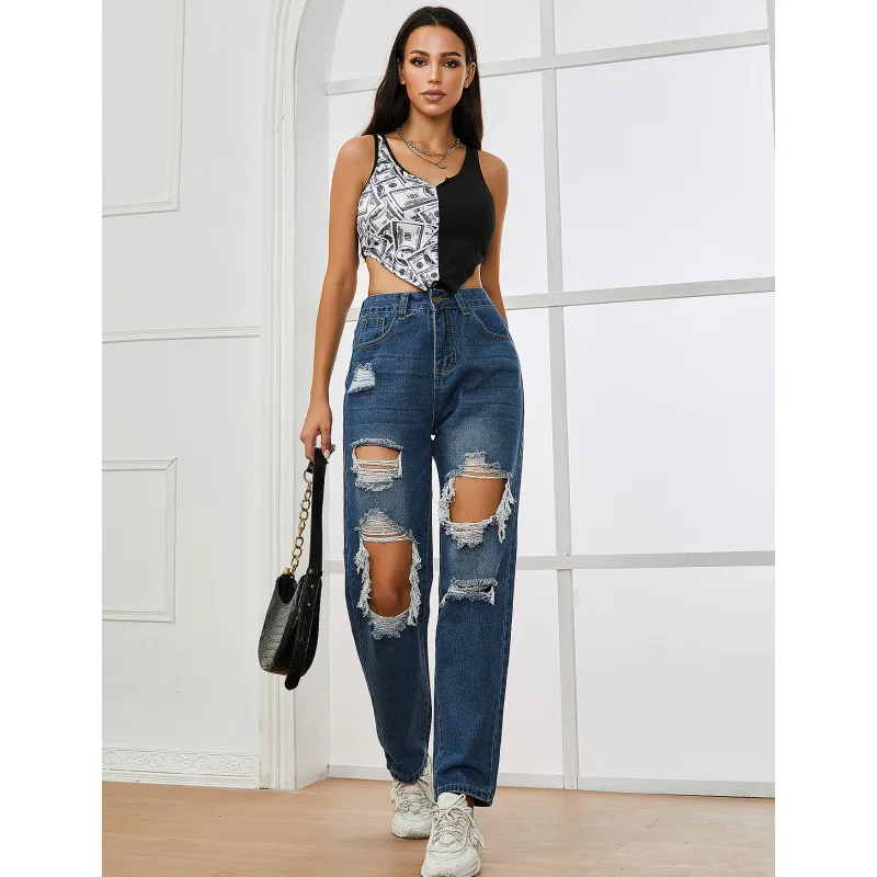 Blue NEW Large Size Woman's Pure Y2K Jeans Denim High Waist Jeans Street American Shaping Figure With Winter Thickening Jeans