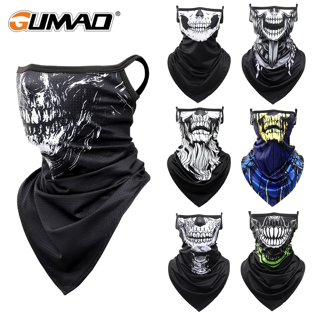 3D Skull Summer Bandana Hanging Ear Triangle Scarf Cycling Hiking Hunting Fishing Sports Bicycle Face Mask Neck Gaiter Men Women