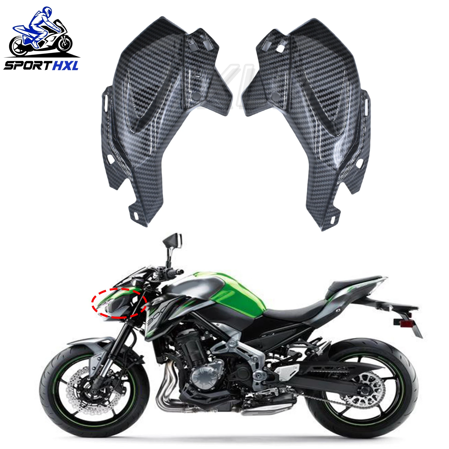 

Fit for Kawasaki Z900 2017 2018 2019 Z 900Motorcycle Headlight Panel Fairing Cowl Upper Front Side Nose Cover Carbon Accessories