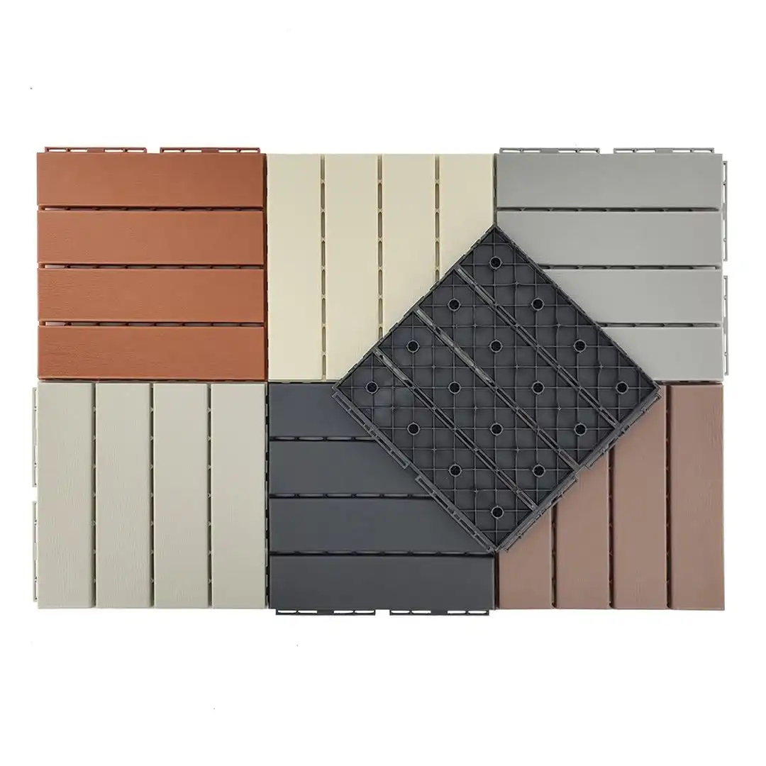 Durable Modern DIY Interlocking Tile Anti-Slip Waterproof Patio Easy Clean Outdoor Wood Plastic Composite Plastic Deck Tile