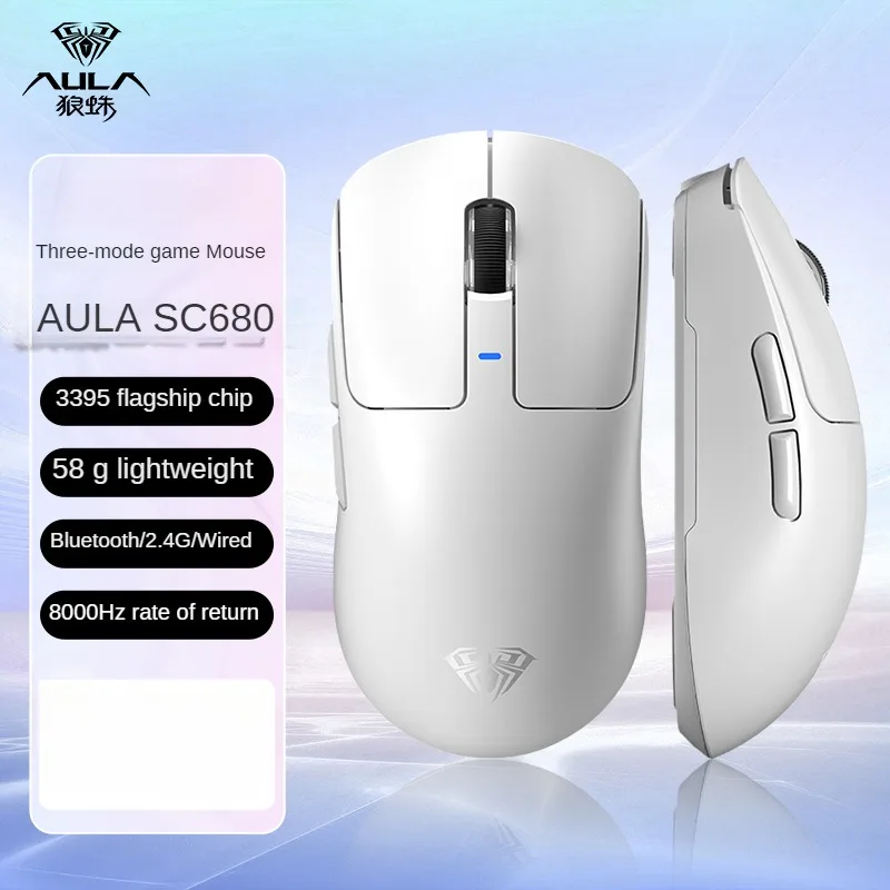 

AULA SC680 Wireless Mouse Tri-mode Lightweight PAW3395 Sensor No Delay Gamer Laptop Accessories Bluetooth Laptop Office Mouse