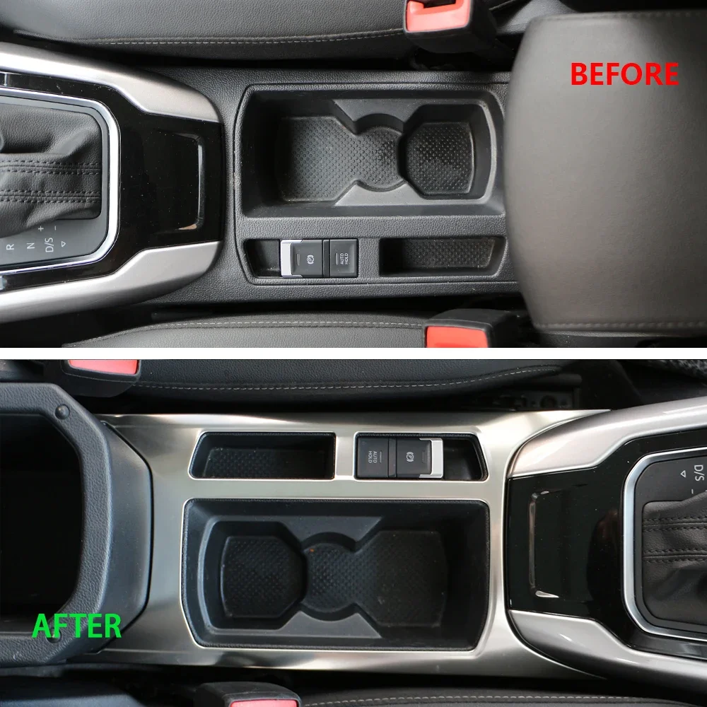 Car Water Cup Panel Sticker for Volkswagen VW T-Roc Troc 2018 - 2024 Center Console Decoration Cover Trim Accessories