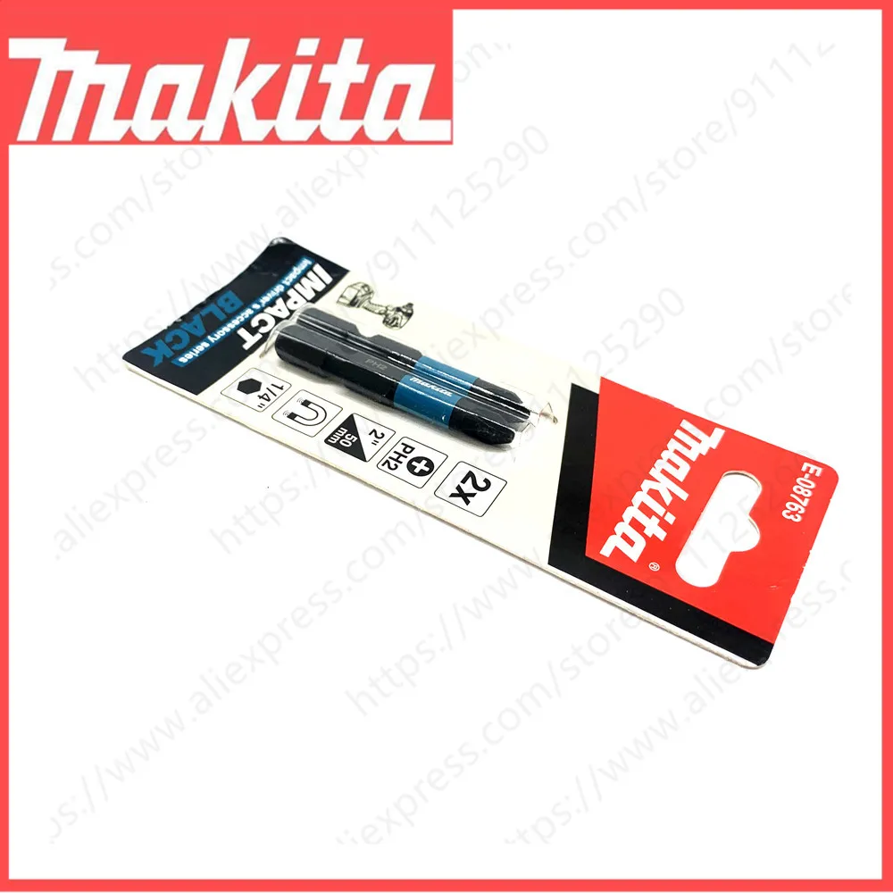 Makita E-08763 1/4 \'\'punte per cacciavite a percussione nere PH2 lunghezza 50mm 2 pezzi testa per cacciavite a croce magnetica