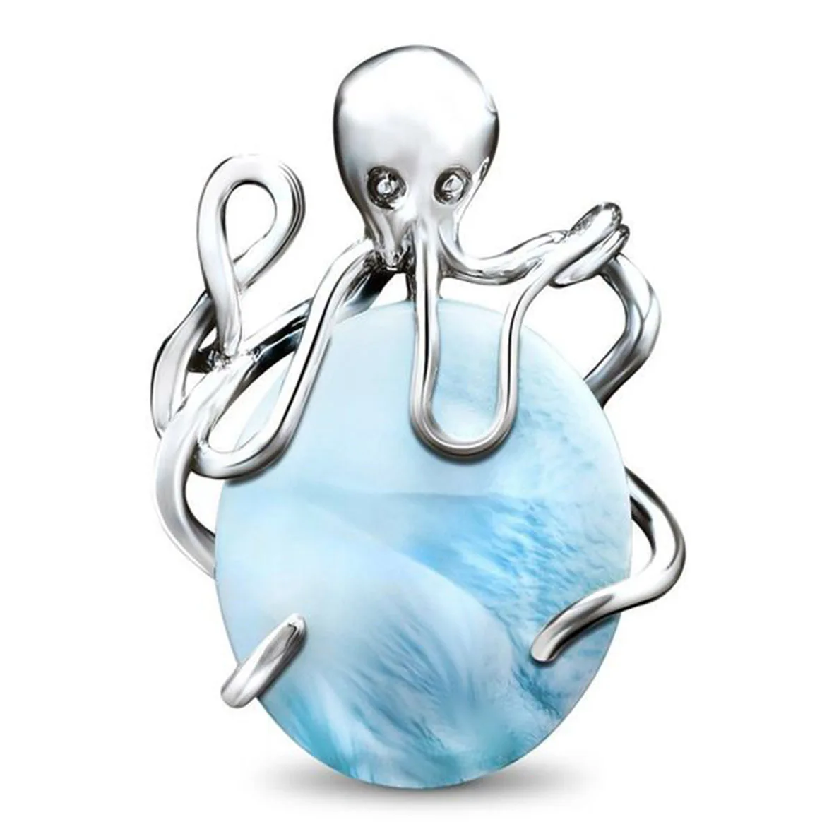 

Natural Larimar Jewelry 925 Sterling Silver Pendant Larimar Frog Pendant Necklace For Women Gift