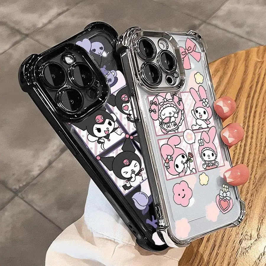حافظة لطيفة سانريو ميلودي كورومي لهاتف آيفون 16 برو ماكس 14 17 اير 11 12 13 15 بلس غطاء هاتف ناعم #1