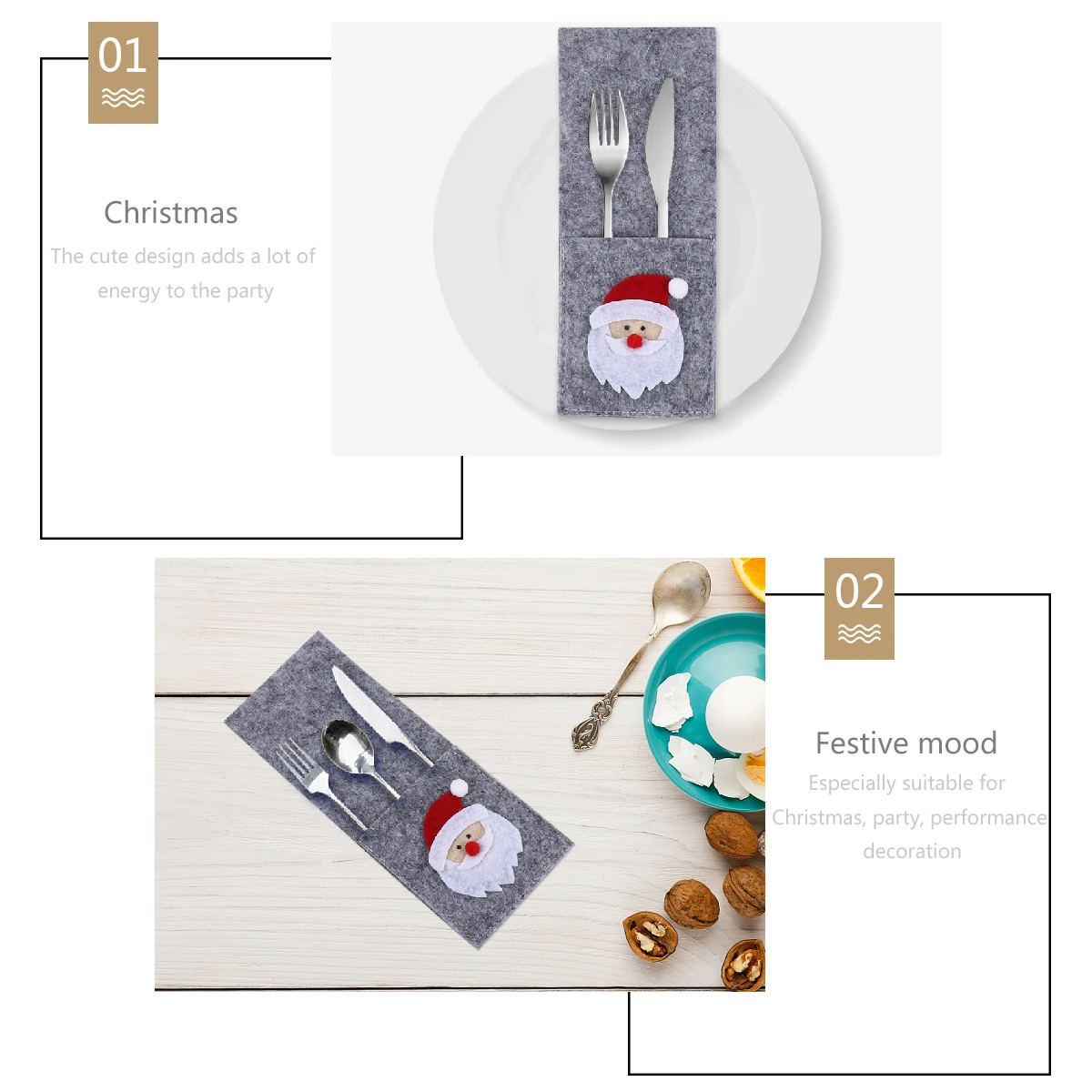 

4 Pcs Cutlery Set Holder Tableware Cover Christmas Decor Cloth Decoration Pocket