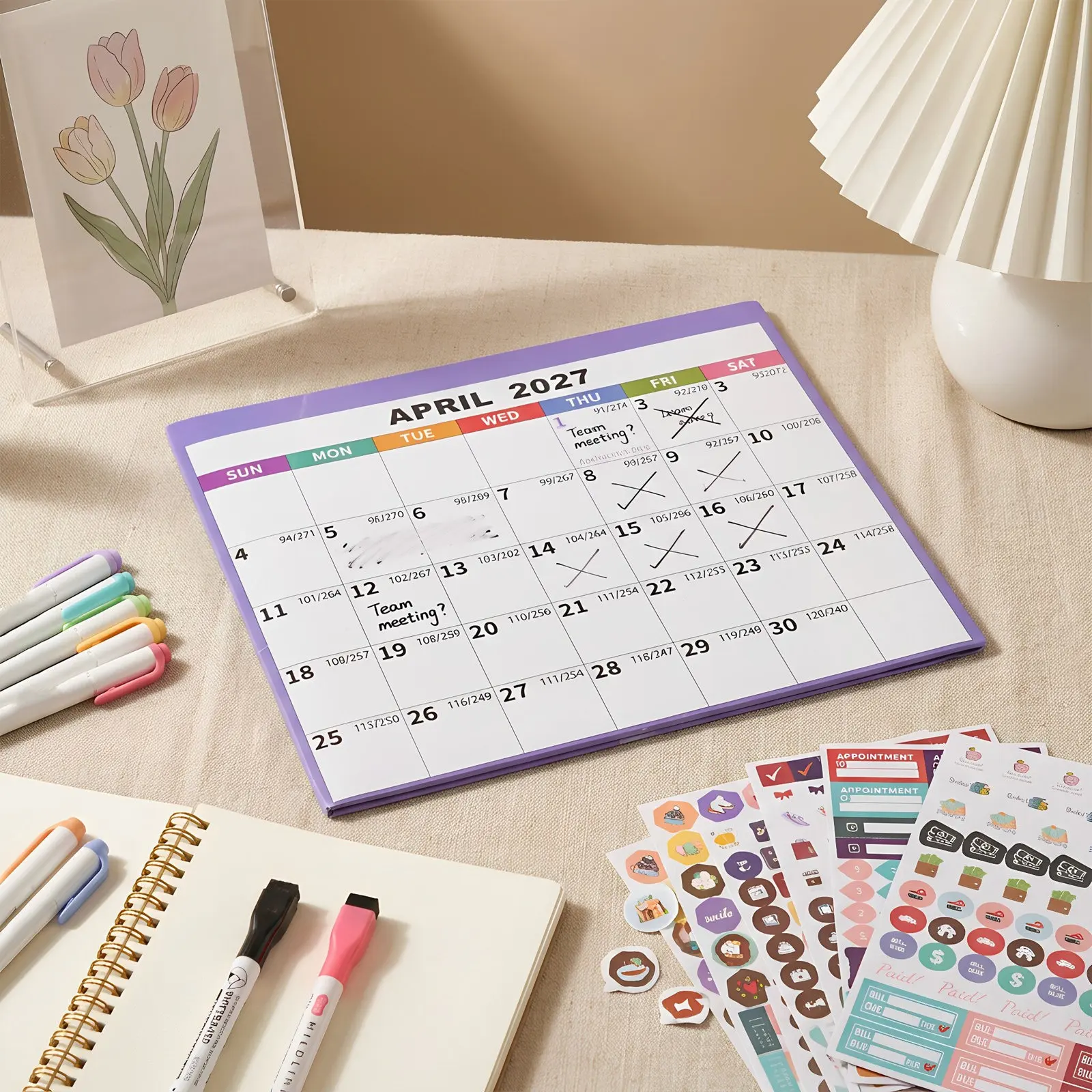 2027 Reversible Wall Calendar Dry Erase Double Sided 34.6x22.8 Annual Planner One Page Yearly Schedule for Office Home School
