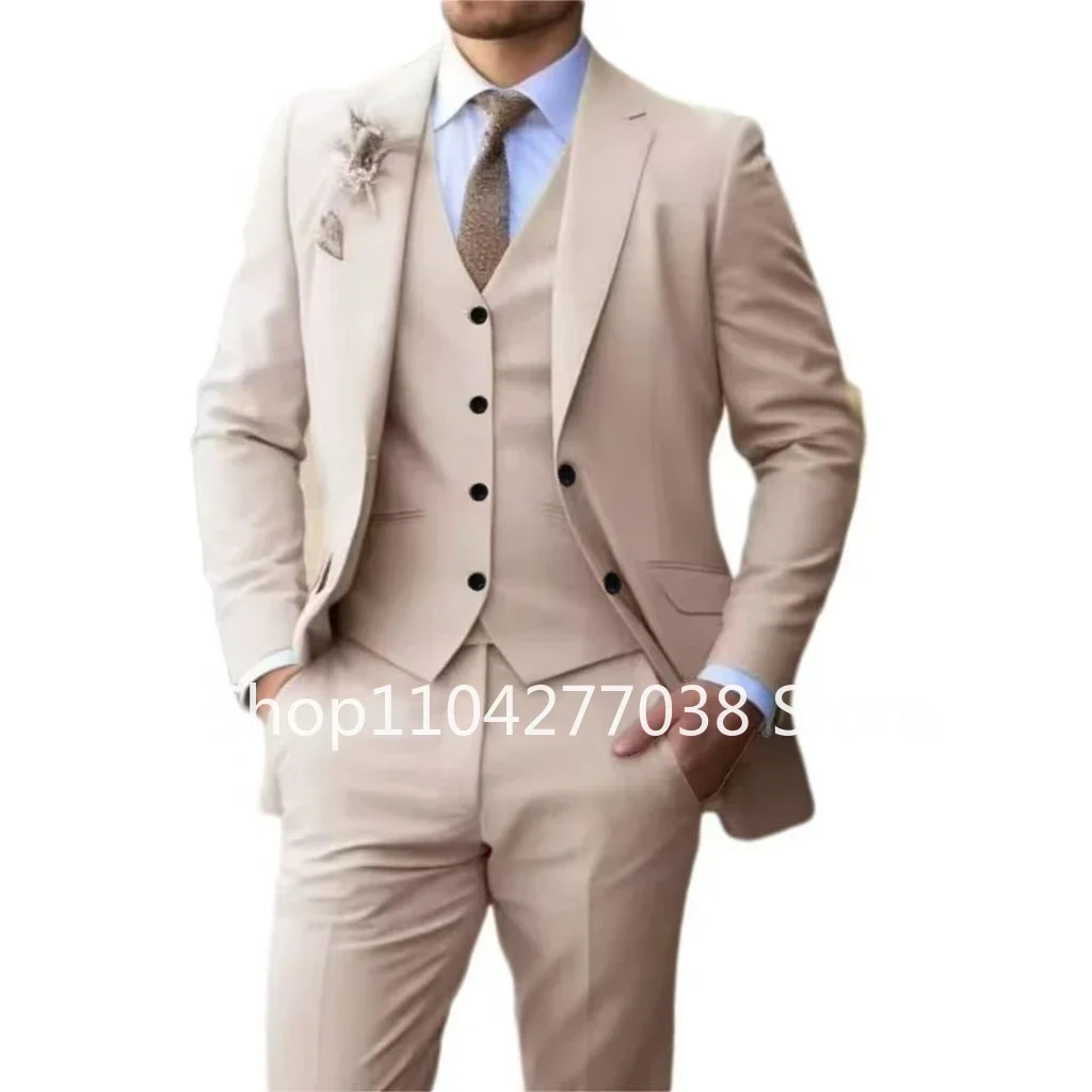 بدلة رسمية للرجال، سترة وبنطلون، طية صدر مدببة، بدلة سهرة عصرية، فساتين زفاف، أعمال، حفلة مسائية، 3 قطع