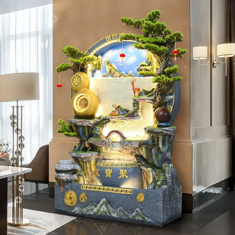 Rockery floor-to-ceiling water curtain wall generates wealth, partitions, landscape ornaments, flowing water courtyard