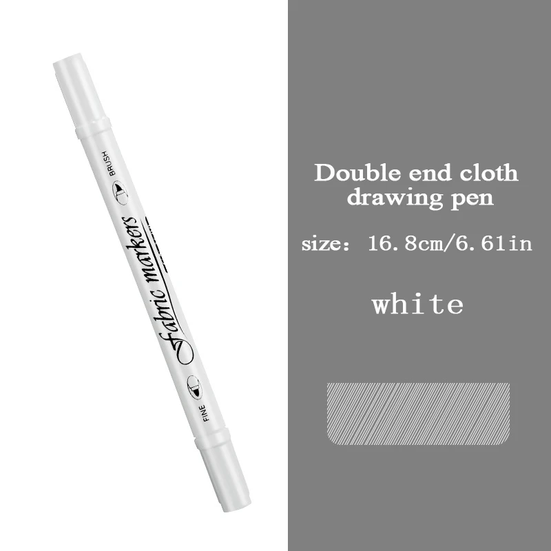 

1 Pcs White Waterproof Marker Pen Smooth Double Head Cloth Painting Pen Textile Pen Children's Graffiti Pen Student Stationery