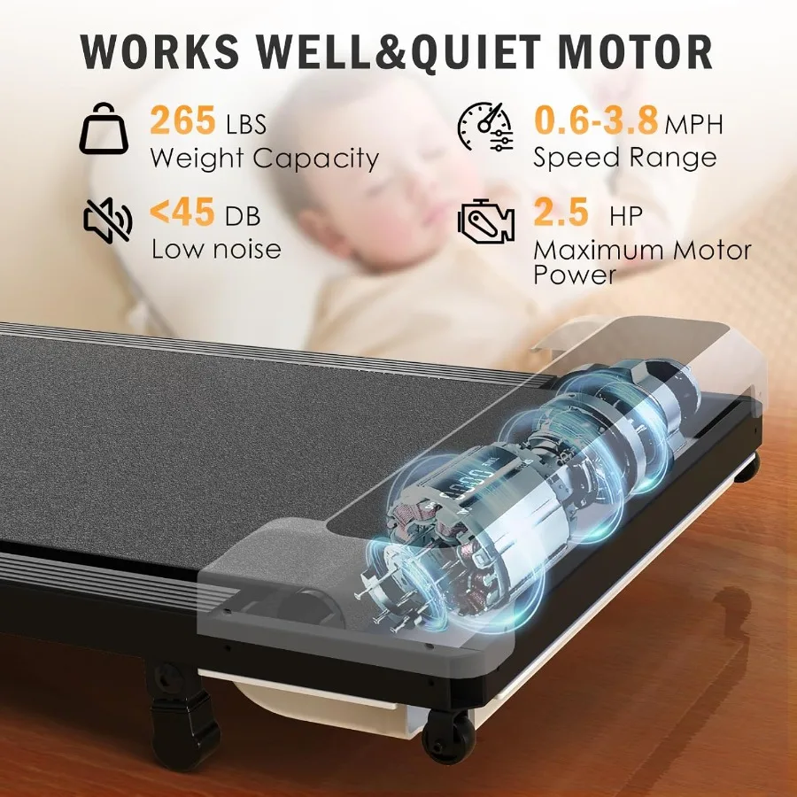 Walking Pad 2 in 1 for Walking and Jogging Under Desk Treadmill for Home Office with Remote Control Portable Walking Pad Treadm