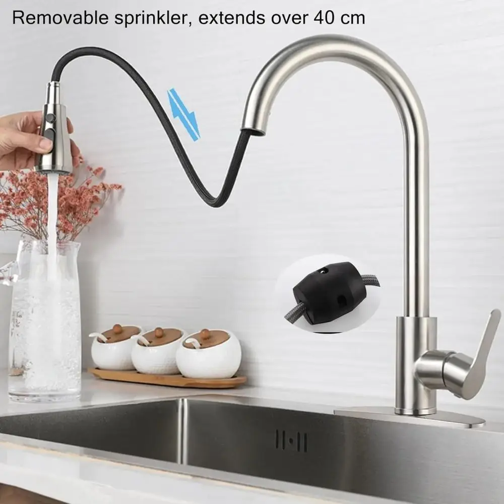 Kitchen Drain Faucet 304 Stainless Steel 360 Rotation Hot Cold Water Tap For Kitchen 2-way Sprayer Water Tap Single Handle Tap