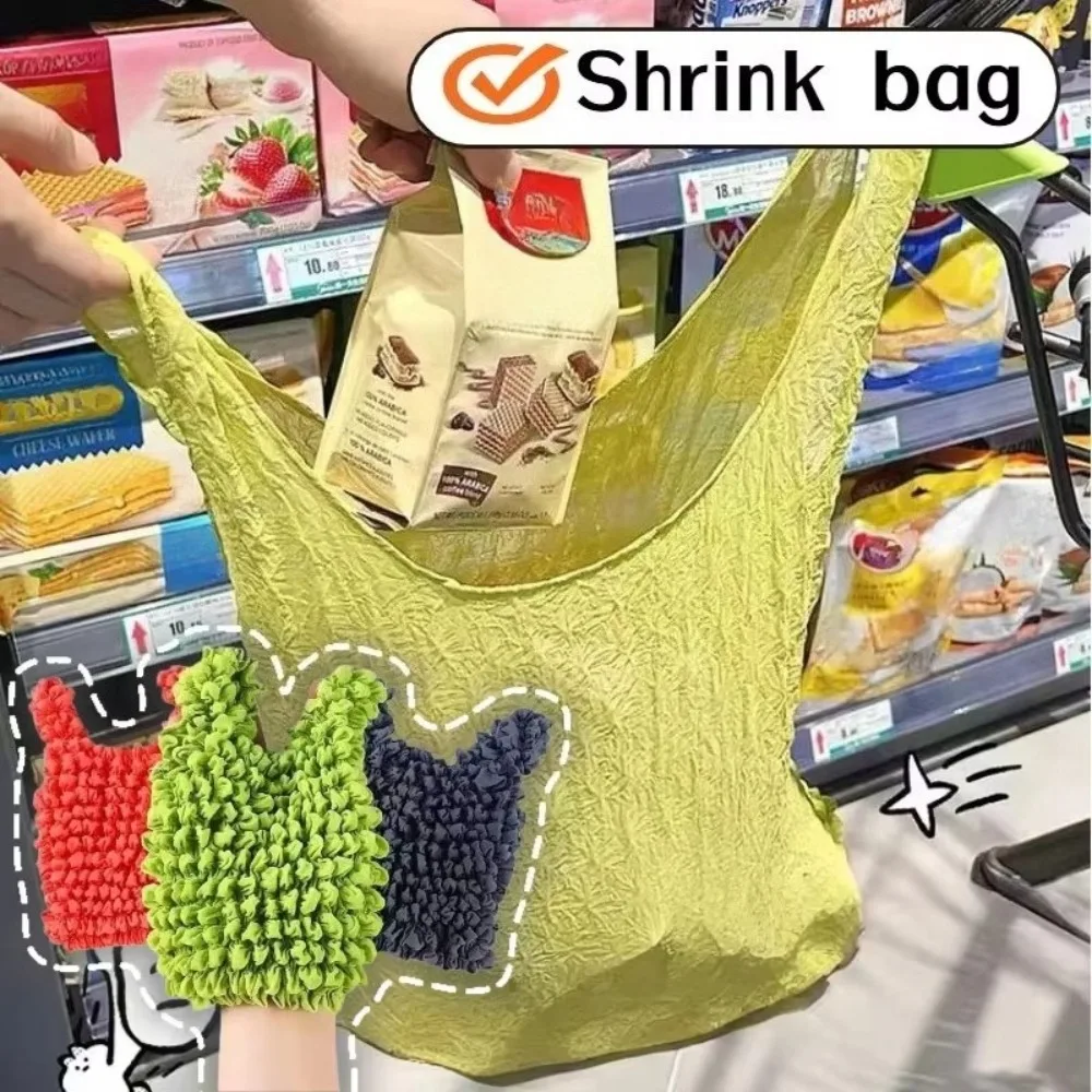 New Bubble Bags Expansion Fold Pleated Flexible Stretch Mini Shopping Bag Large Capacity Elastic Portable Handbag Storage Bag