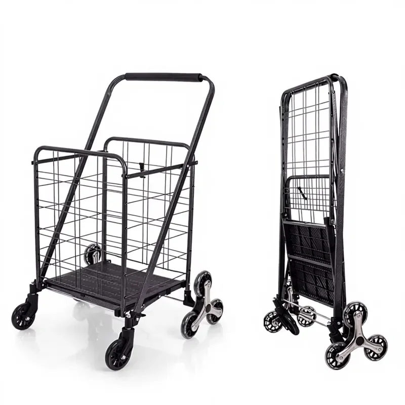 Portable Folding Grocery Shopping Cart Iron Frame for Outdoor Camping Fishing Customizable Trolley