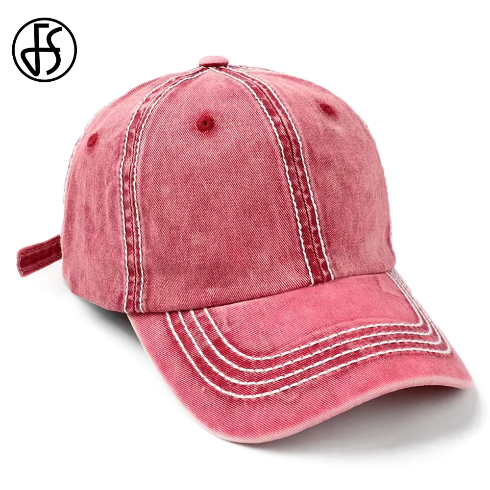 

FS Orange Red Vintage Denim Baseball Hats For Men Brand Women Designer Caps Snapback Hip Hop Trucker Cap Gorras Hombre 2026