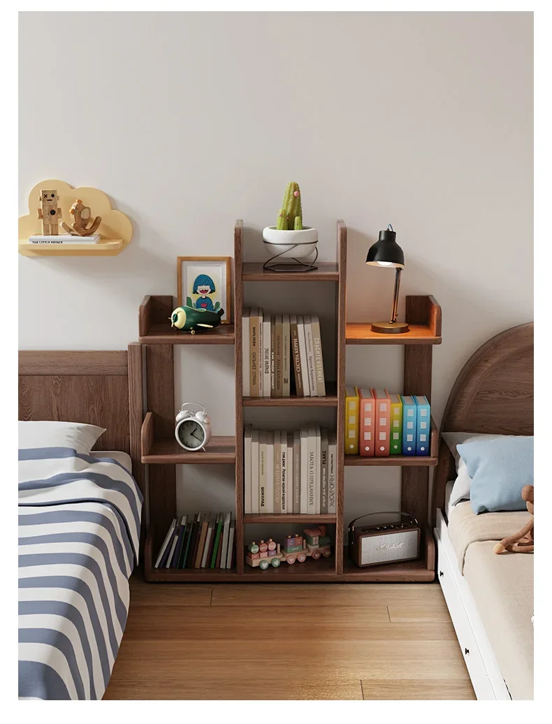 Bookshelf shelf floor solid wood tree bookcase living room home storage rack integrated children's picture book shelf