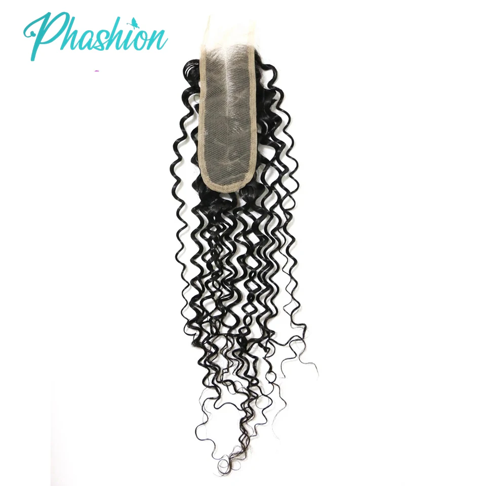 Faisceaux de cheveux humains brésiliens bouclés crépus avec fermeture en partie profonde, tissage et fermetures souples caution Curl, transparent HD, 2x6