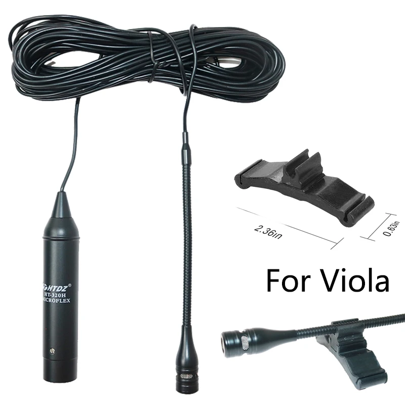 Viola Clip-On Musical Instrument Microphone Cello Gooseneck Cardioid Condenser Microphone XLR Phantom Power Input with 10M Wire