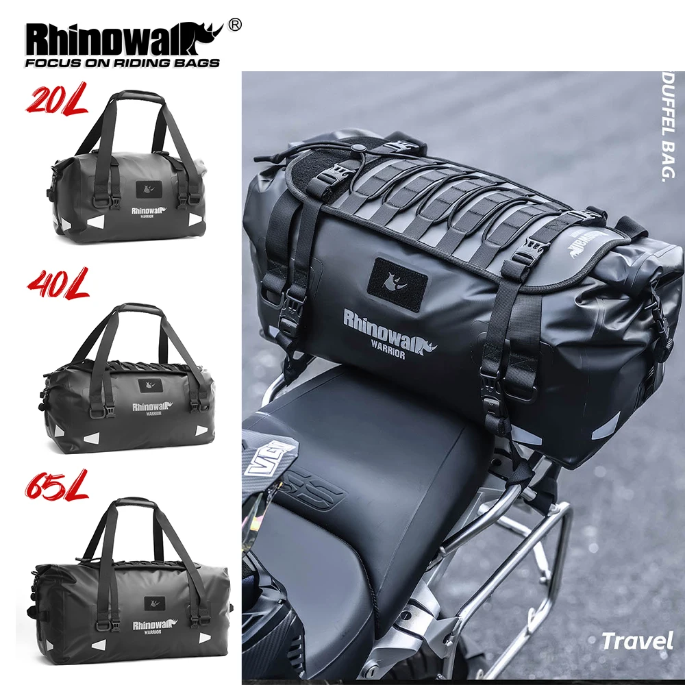 Rhinowalk Motorcycle Tail Bag 20L/40L/65L Large Capacity Waterproof Motorbike Luggage Back Seat Bag Accessories As A Backpack