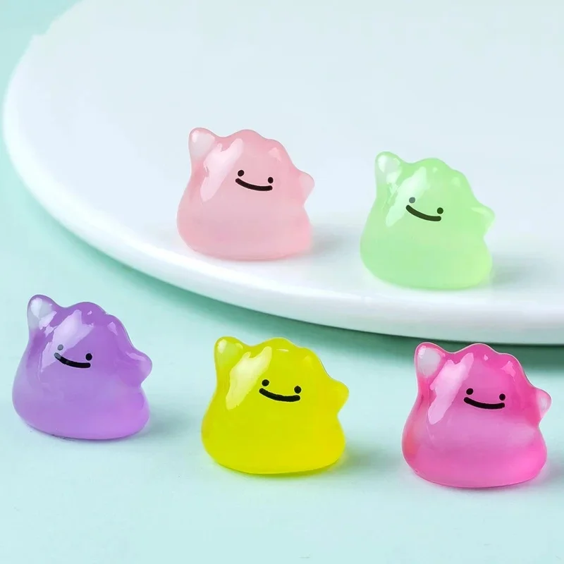 6pcs Luminous Mini Monster Beads Diy Ornament Accessories Creative Car Interior Desktop Decoration Figurines Kawaii Gift
