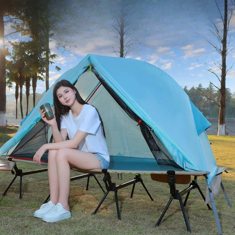 Explorer outdoor camping off-ground tent single folding camping ultra-light mosquito net windproof and UV-resistant tent