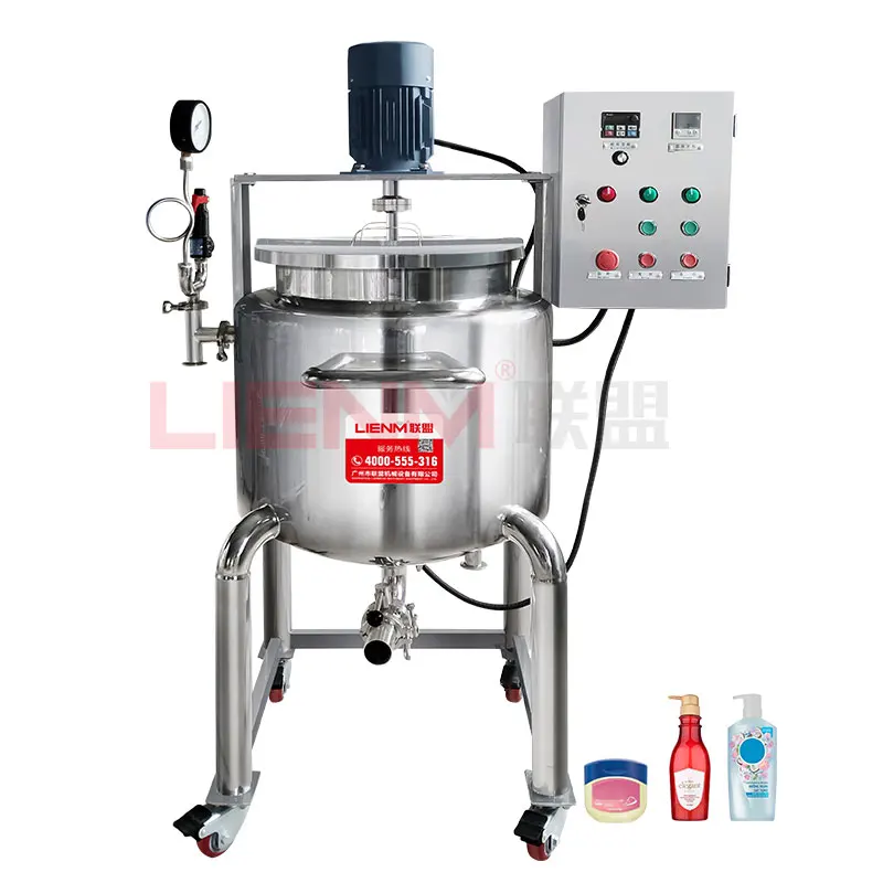 Mixing Tank with Agitator Cosmetic Mixer Body Lotion Making Machine Industrial Stainless Steel Shampoo Machine Nivel Laser 360