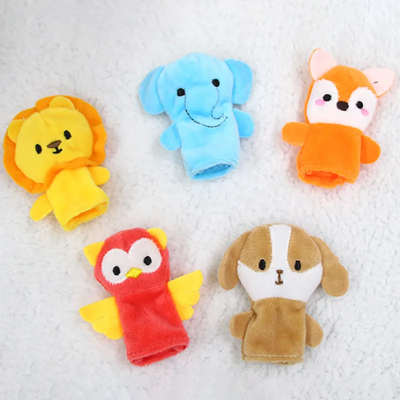 Animal Finger Puppet Soft Stuffed Toy Doll Cospaly Plush Doll Educational Baby Toys Kawaii Hand Finger Puppet