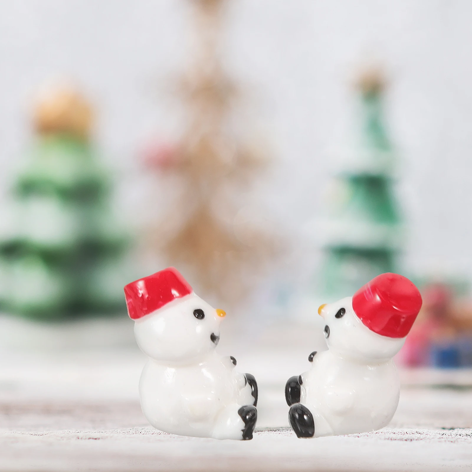 

10 Pcs Mini Ornament Snowman Tiny Figurines Miniature Kits Decoration Resin Statue