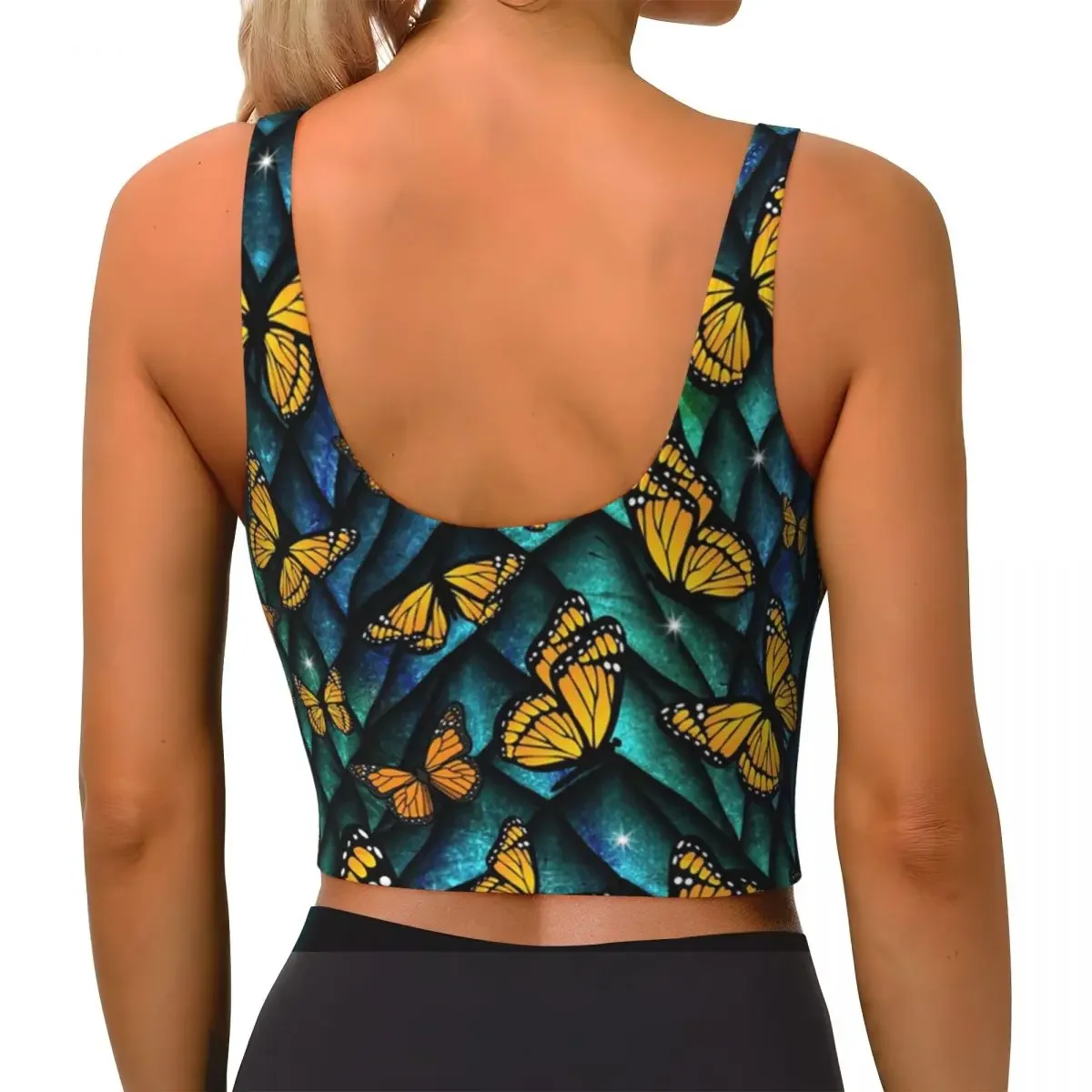 Custom Fantasy Butterfly Dragon! Women Sports Bras High Impact Vest Gym Workout Yoga Crop Tank Top