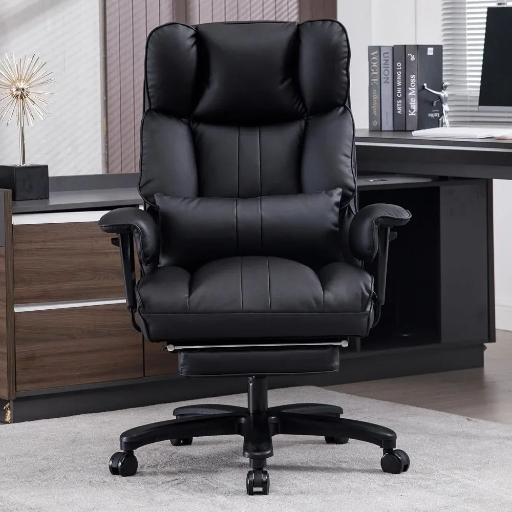 High Back Office Chair, 500 Lbs, with Footstool, Ergonomic, Lumbar Support, for Heavier People, Executive Desk Chair