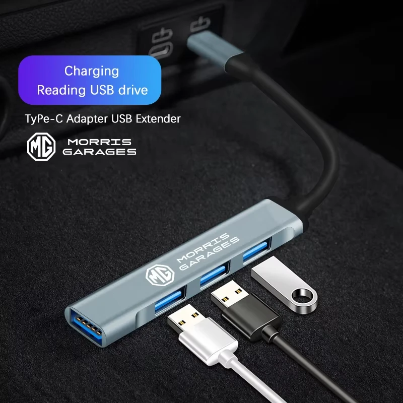 Car USB Type-C Port Extender Splitter Auto Interior Accessories For MG ZS MG4 EV MG HS MG3 MG5 EV Marvel R MG ONE