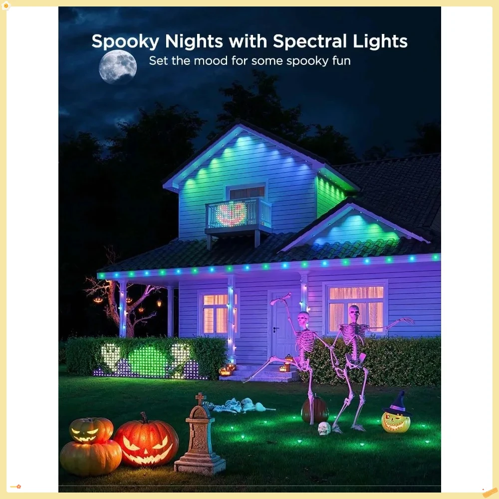 Luzes externas permanentes 2, luzes externas de 100 pés com 72 luzes LED, IP67 à prova d'água, 100 modos de cena com 40lm branco