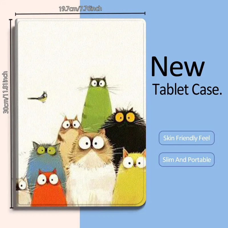 귀여운 만화 고양이 아트 샤오미 레드미 미 포코 패드 2 5 6s 7 7s 울트라 프로 맥스 14 12.4 12.1 인치 소프트 태블릿 케이스 선물