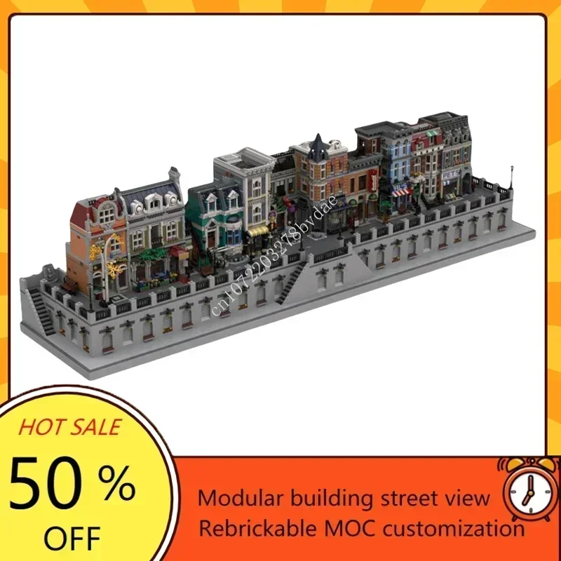 Promenada parisina Modular MOC vista de calle creativa modelo rompecabezas personalizados arquitectura DIY educación ensamblaje modelo juguetes regalos