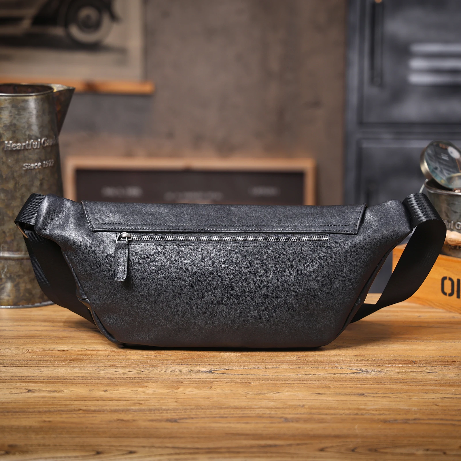 S.WORKER Herren-Umhängetasche aus echtem Leder, Umhängetaschen, einfache Rindsledertasche, pflanzlich gegerbtes Oberschichtleder, modisch, lässig – Detail 10