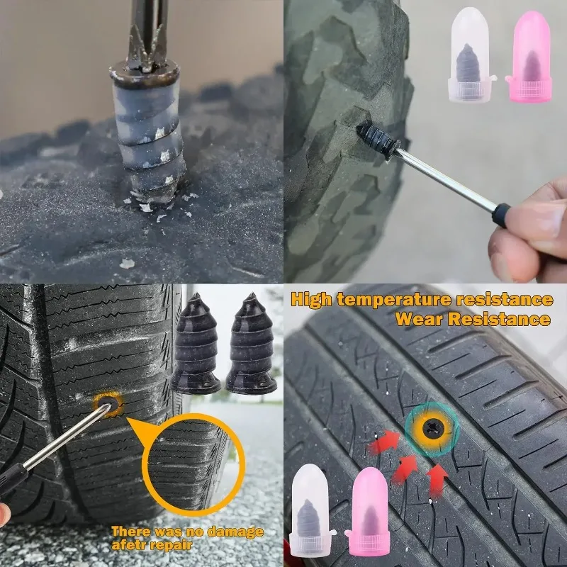41pcs/Box Puncture Repair Kit for Car Vacuum Tire Repair Screws Quick Fix Self-Service Tire Repair Nails for Flat Tires with Storage Box
