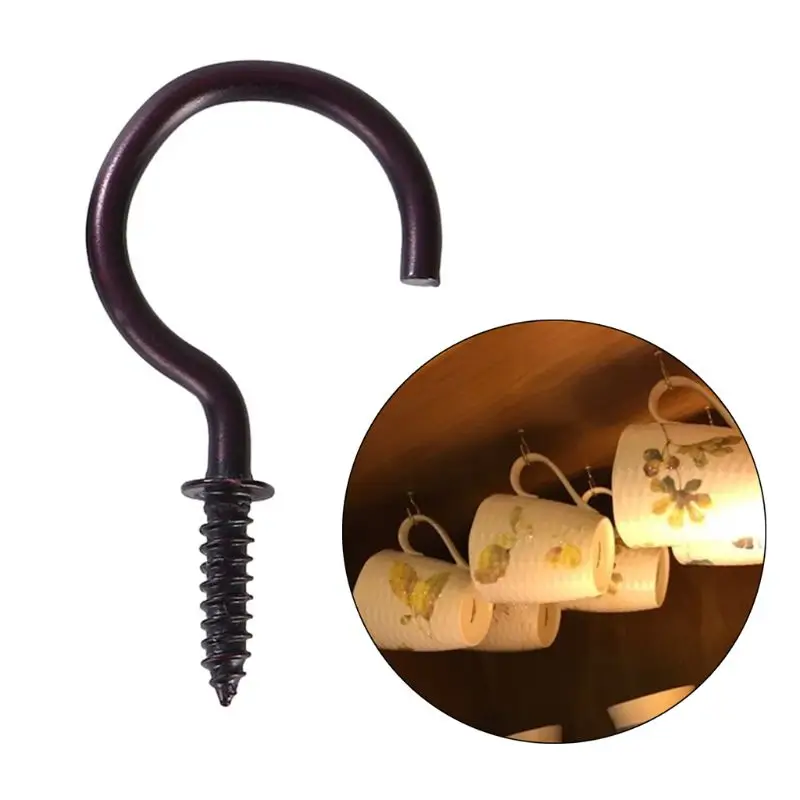 N58C 18 Pcs Ceiling Screw Hooks Outdoor String Light Hooks Lamp Holder Hooks for Plant Bracket, Bird Feeders, Wind Chimes