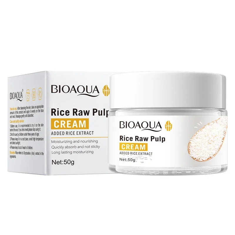 BIOAOUA White Rice Whitening Moisturizing Hyaluronic Acid Essence Nourishing Moisturizing Anti-wrinkle Rice Raw Pulp  Face Cream