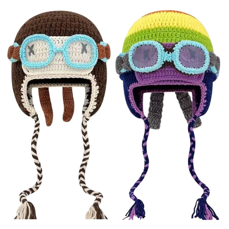 U90E Cartoon Winter Earflap Hat Knitted Size Most Unisex Gift
