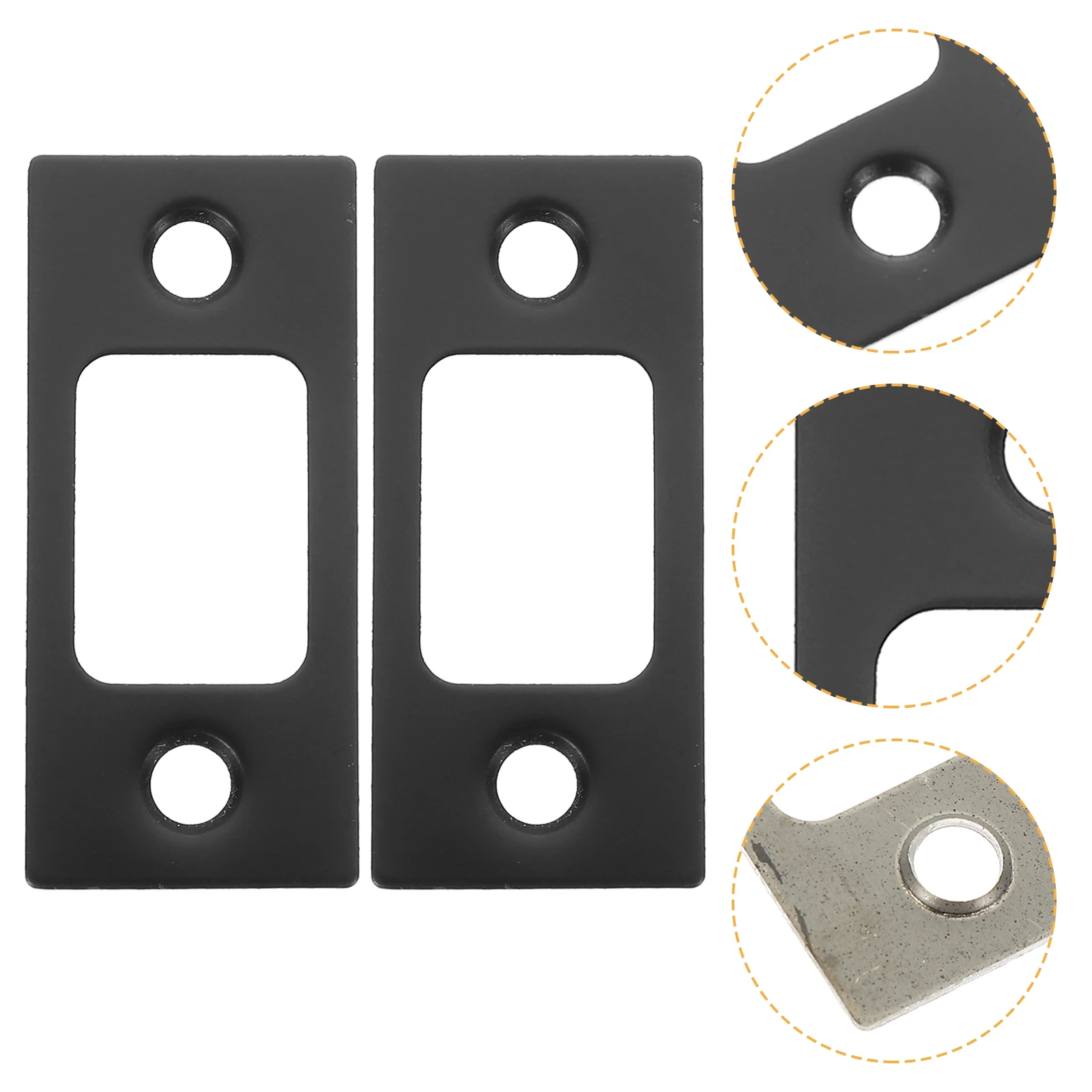 

2pcs Lock Tongue Buckle Plates Stainless Steel Deadbolt Strike Reinforcement Black Color Door Hardware Accessories