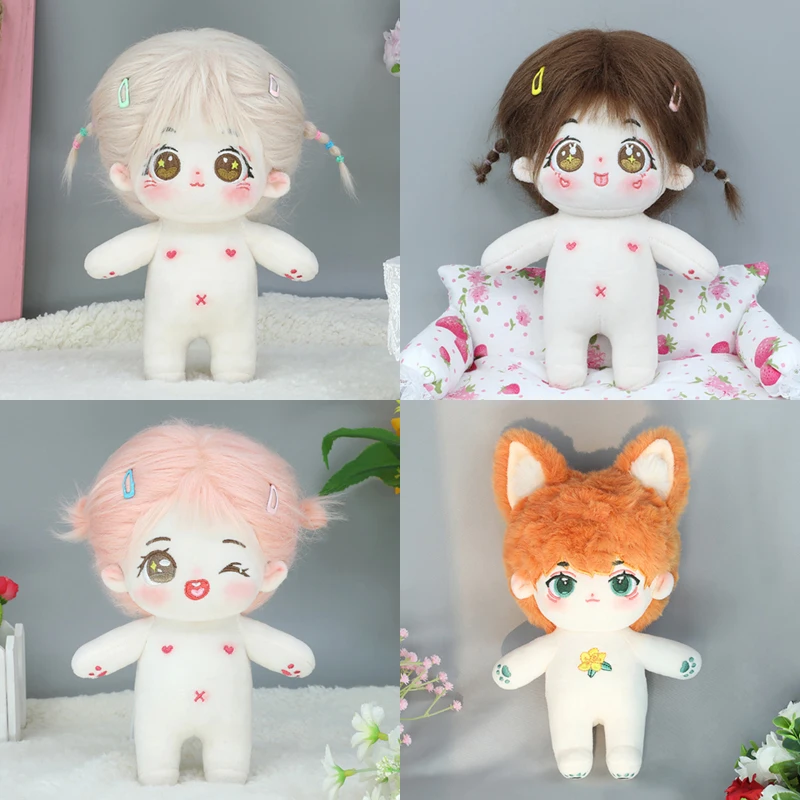 Kawaii Anime 20cm Dolls Plush Cotton Dolls Cute Stuffed Customization Figure Toys Cotton DIY Doll Plushies Toy Boy Girl Gift