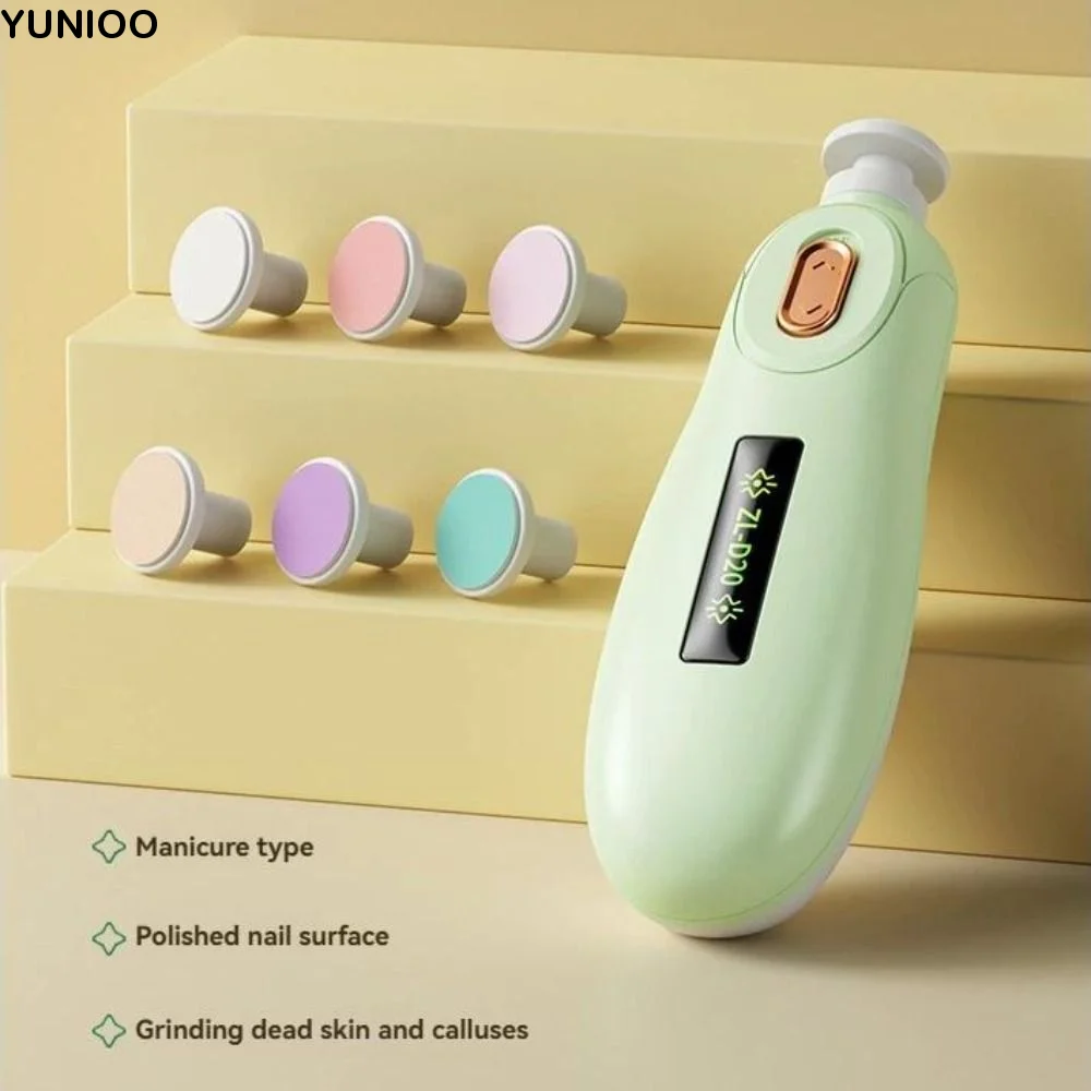 

Portable Electric Baby Nail Trimmer 6 Grinding Heads Safety Baby Nail Grinder Child's Silent Newborn Nail Clippers Gift